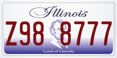 IL license plate Z988777