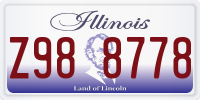 IL license plate Z988778