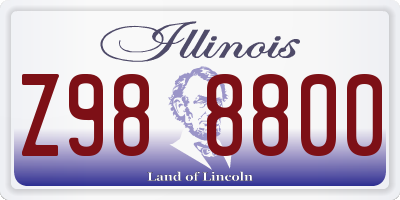 IL license plate Z988800