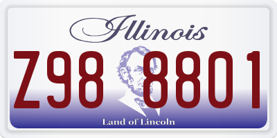 IL license plate Z988801