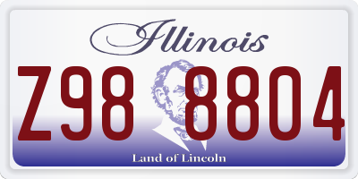 IL license plate Z988804