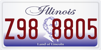 IL license plate Z988805