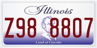 IL license plate Z988807