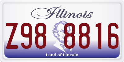 IL license plate Z988816