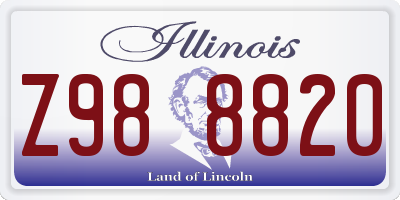 IL license plate Z988820