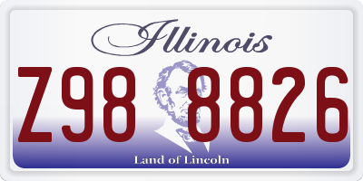 IL license plate Z988826