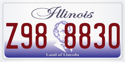 IL license plate Z988830