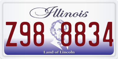 IL license plate Z988834