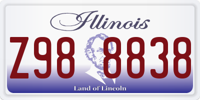 IL license plate Z988838