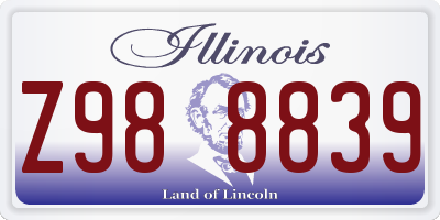 IL license plate Z988839