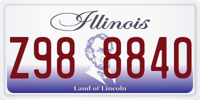 IL license plate Z988840