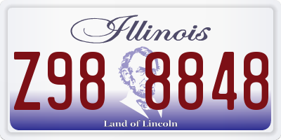 IL license plate Z988848