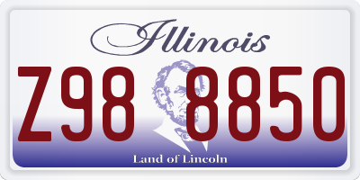 IL license plate Z988850