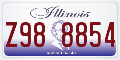 IL license plate Z988854