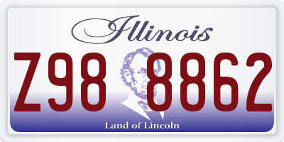 IL license plate Z988862