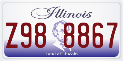 IL license plate Z988867