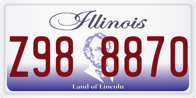 IL license plate Z988870