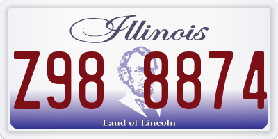 IL license plate Z988874