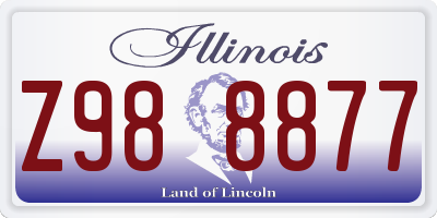 IL license plate Z988877