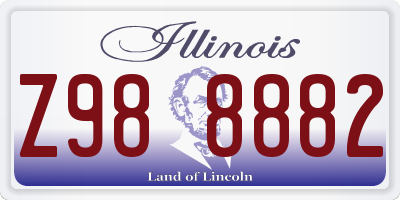 IL license plate Z988882