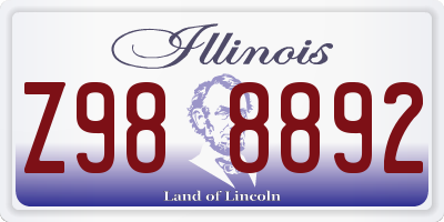 IL license plate Z988892