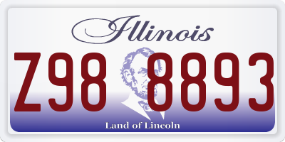 IL license plate Z988893