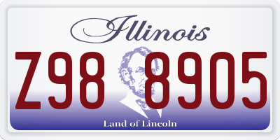 IL license plate Z988905