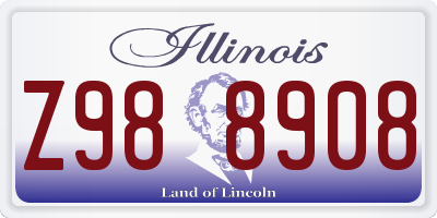 IL license plate Z988908