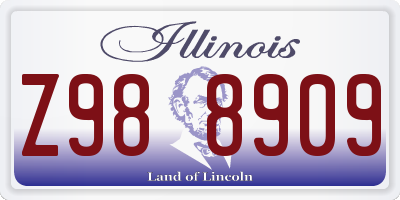 IL license plate Z988909