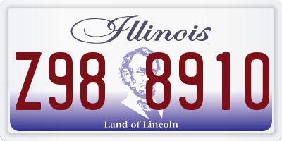 IL license plate Z988910