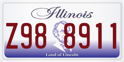 IL license plate Z988911