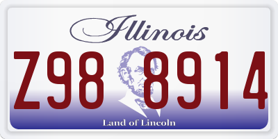 IL license plate Z988914