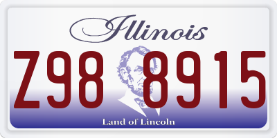 IL license plate Z988915