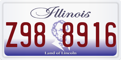 IL license plate Z988916