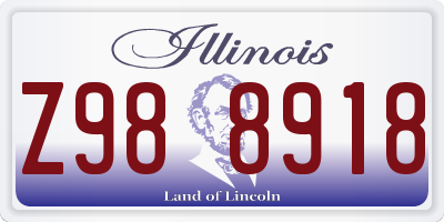 IL license plate Z988918