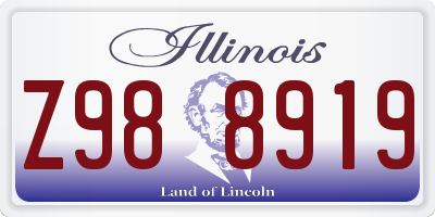 IL license plate Z988919