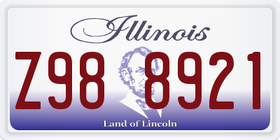 IL license plate Z988921