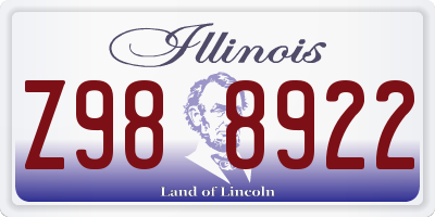 IL license plate Z988922