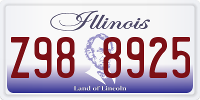 IL license plate Z988925