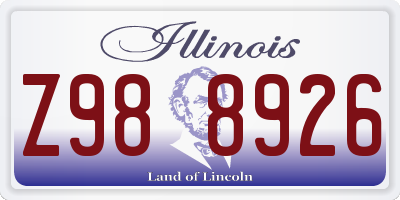 IL license plate Z988926