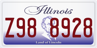 IL license plate Z988928