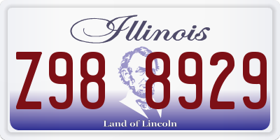 IL license plate Z988929