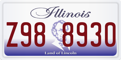 IL license plate Z988930