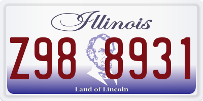 IL license plate Z988931