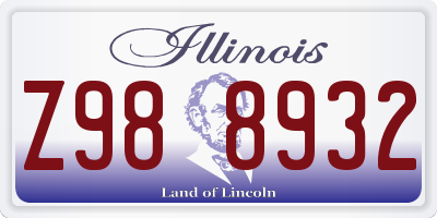 IL license plate Z988932