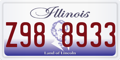 IL license plate Z988933