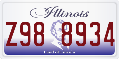 IL license plate Z988934