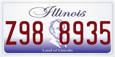 IL license plate Z988935