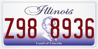 IL license plate Z988936