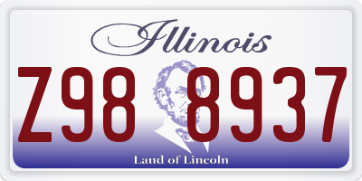 IL license plate Z988937